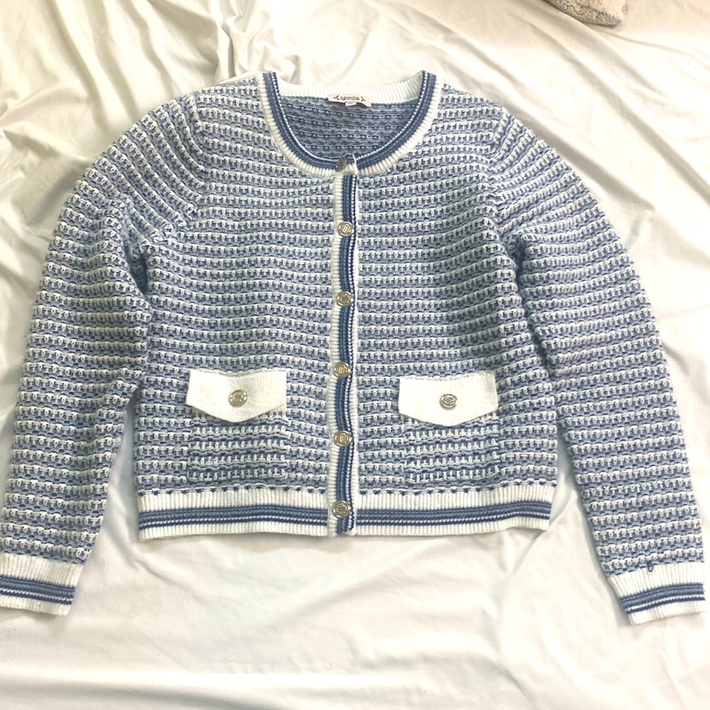 NWOT Nanette Lapore Women’s Medium Navy Cream Cardigan